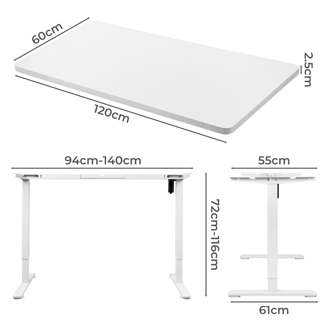 Levede Motorised Standing Desk Height 120cm White 800x 1.5MM