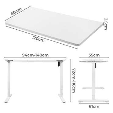 Levede Motorised Standing Desk Height 120cm White 800x 1.5MM