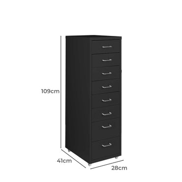 Levede 8 Drawer Office Cabinet Drawers Black