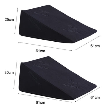 Cool Gel Memory Foam Bed Wedge Pillow Black 25+30