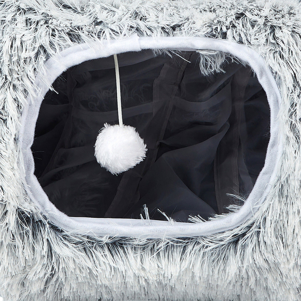 Pawz Cat Tunnel Foldable Fluffy Plush Play Tube Grey-1942353692246282243