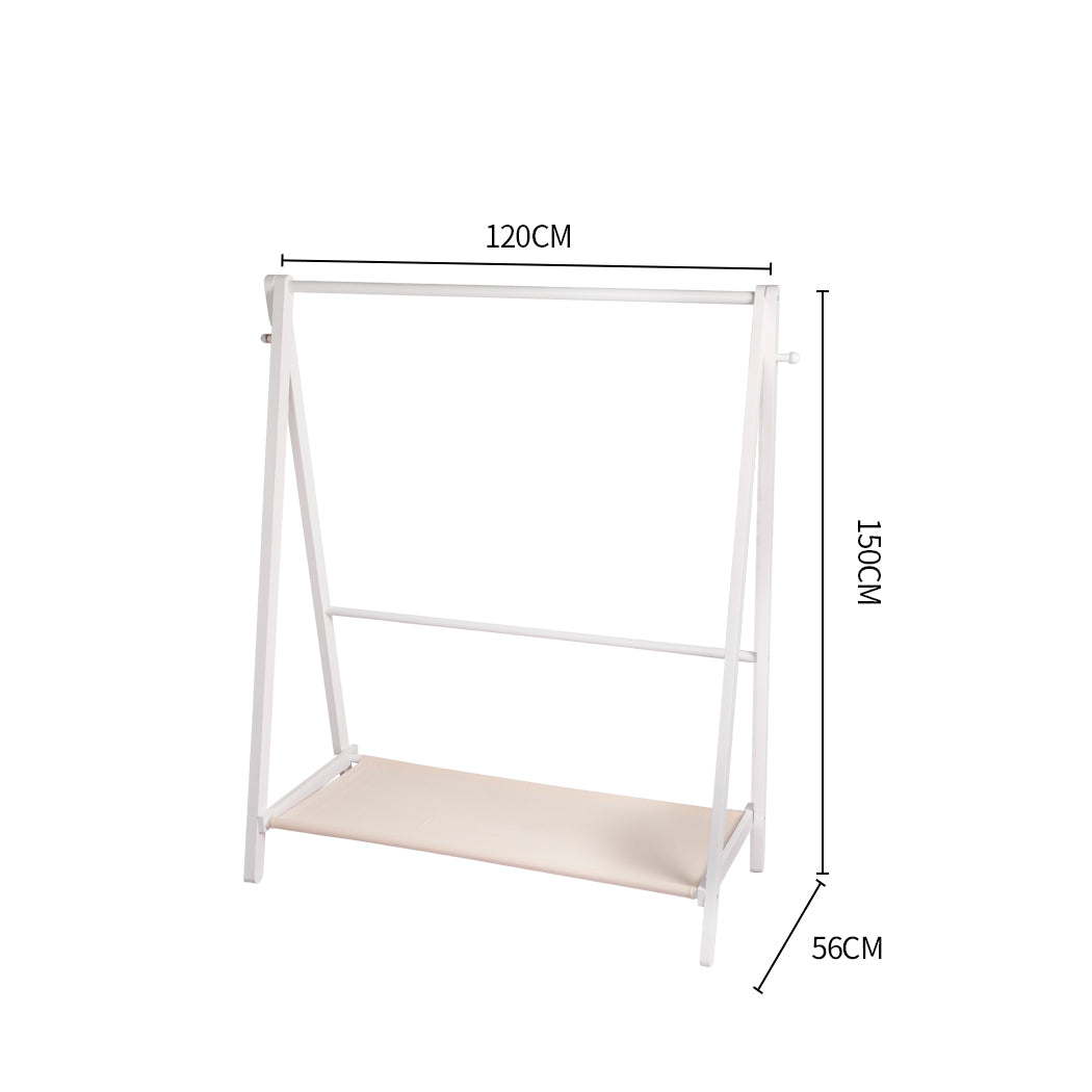 Levede Clothes Rack Wooden Wardrobe White