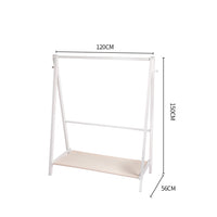 Levede Clothes Rack Wooden Wardrobe White