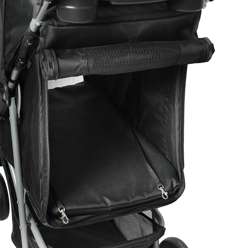 PaWz 4 Wheels Pet Stroller Dog Cat Cage Black-1942352820325978115