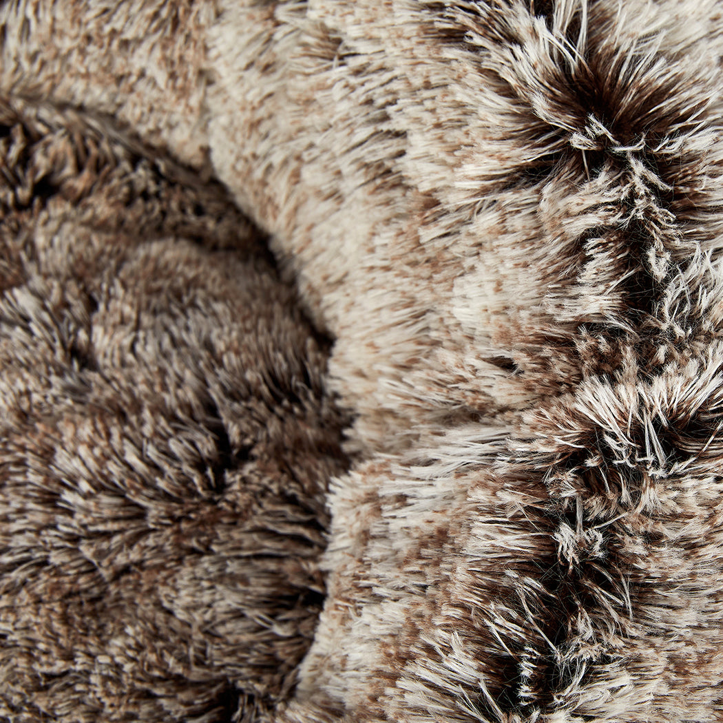 PaWz Pet Bed Cat Dog Donut Nest Calming M Brown Medium-1942353070264553475