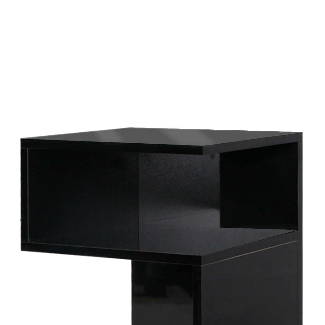 Levede 1xBedside Tables Drawers Side Black