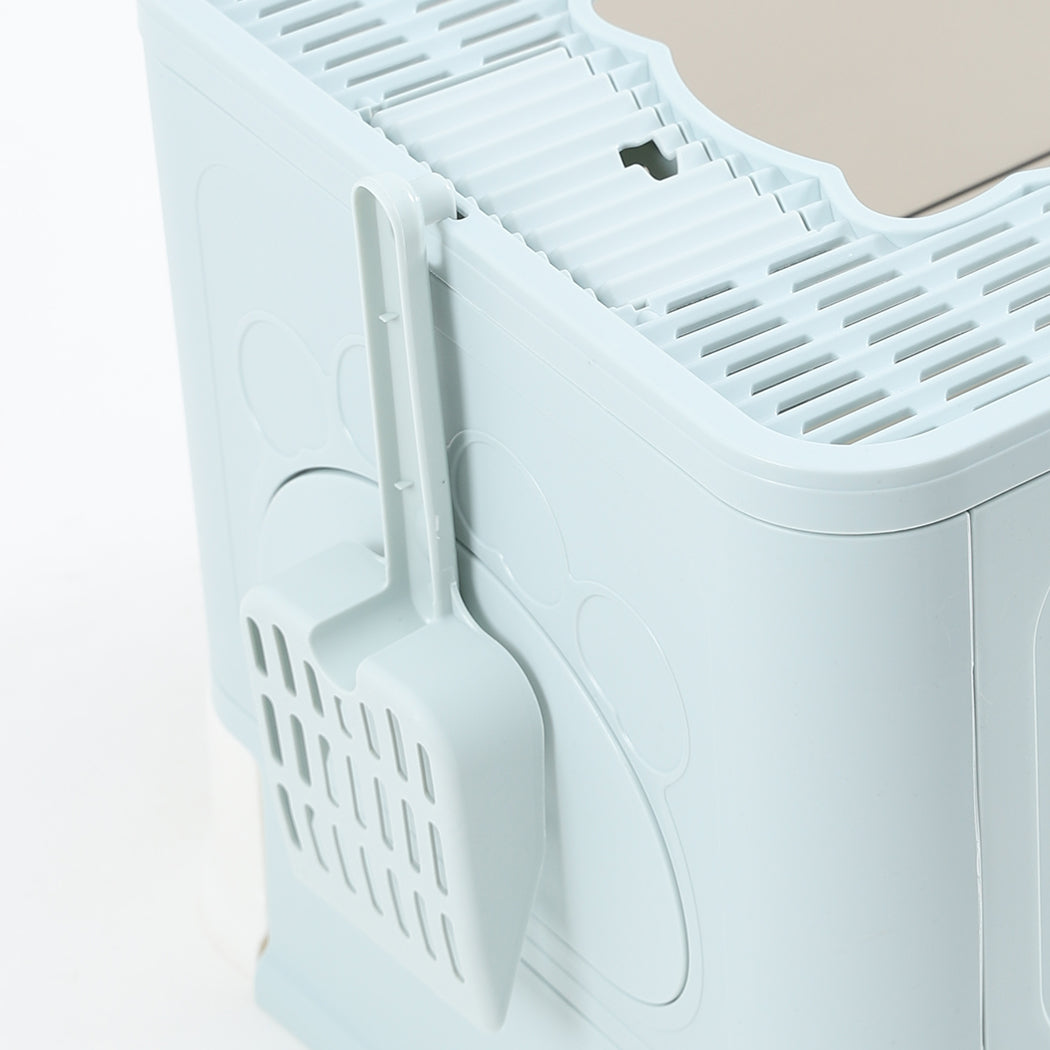 PaWz Foldable Cat Litter Box Tray Enclosed Blue-1942352746543976453