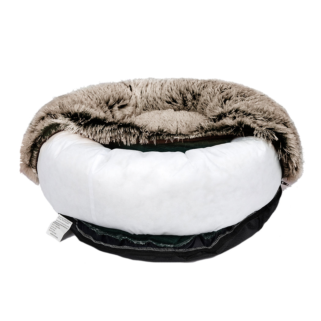 PaWz Pet Bed Cat Dog Donut Nest Calming M Brown Medium-1942353070264553477