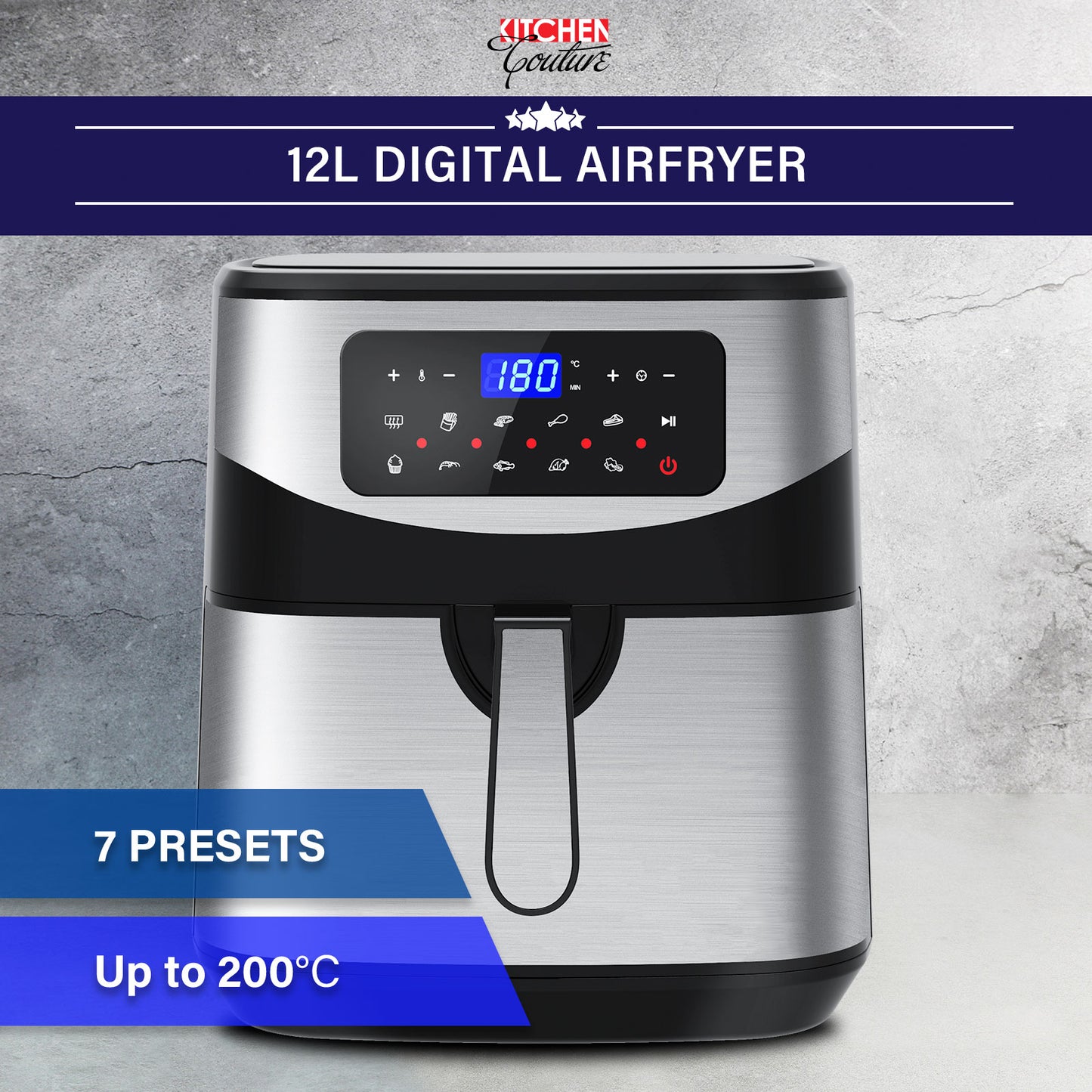 Kitchen Couture Digital 12L Air Fryer - Silver