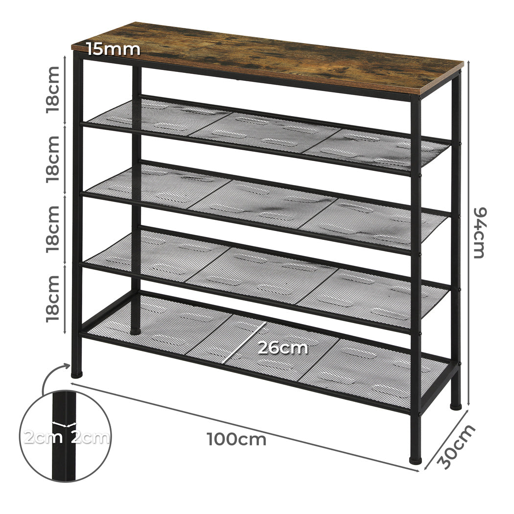 Levede 5-Tier Shoe Rack Storage Cabinet 100cm Wide