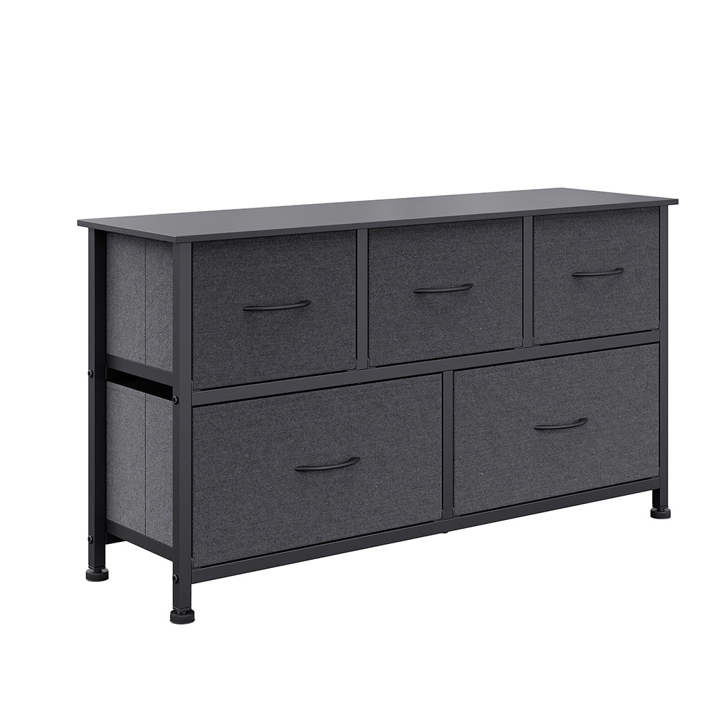 Levede Chest of 5 Drawers Storage Cabinet Dark Grey