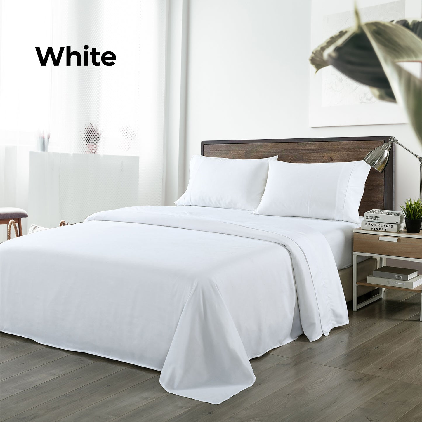 Royal Comfort Blended Bamboo Sheet Set White - Double