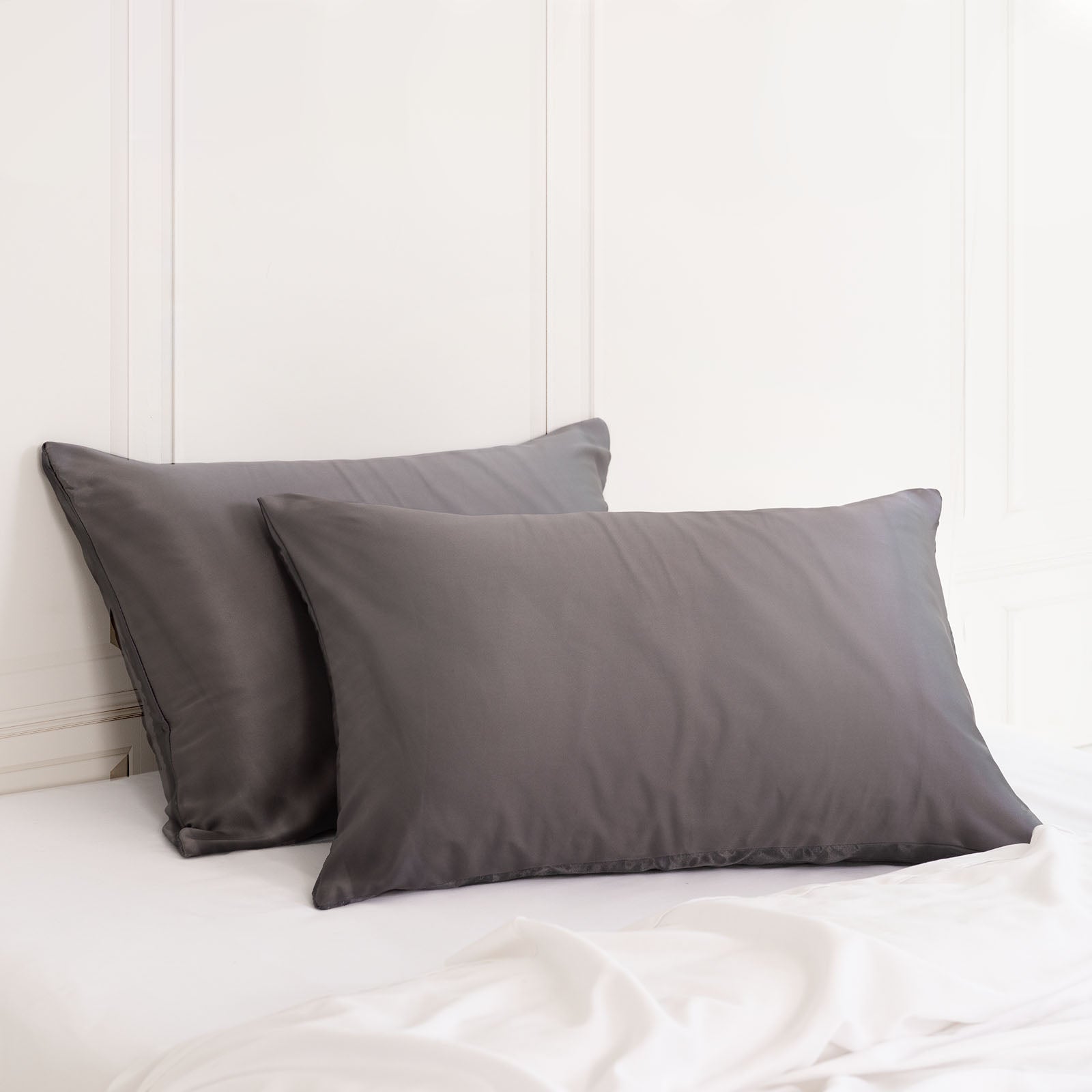 MULBERRY SILK PILLOW CASE TWIN PACK - SIZE: 51X76CM - CHARCOAL