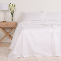 KENSINGTON 1200TC COTTON SHEET SET IN STRIPE-KING - WHITE