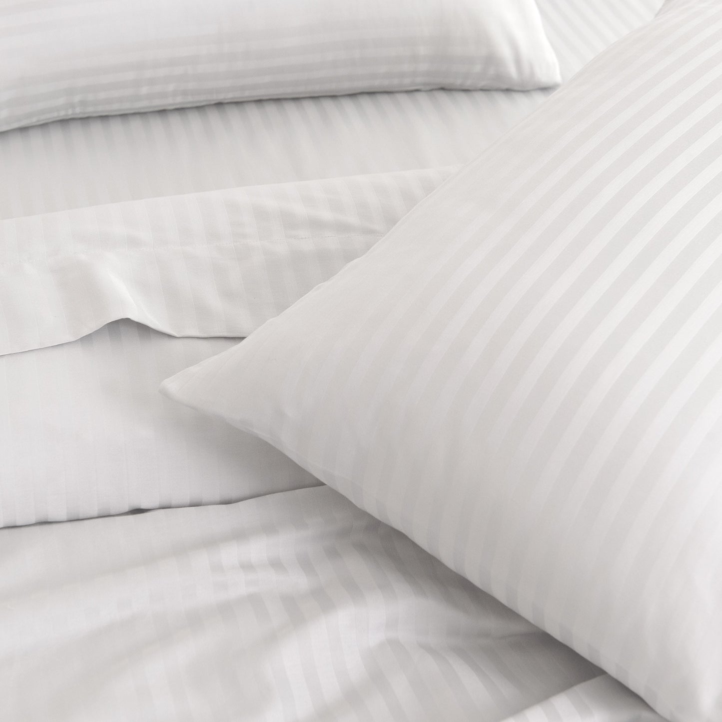 KENSINGTON 1200TC COTTON SHEET SET IN STRIPE-KING - WHITE