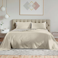 KENSINGTON 1200TC COTTON SHEET SET IN STRIPE-KING - SAND