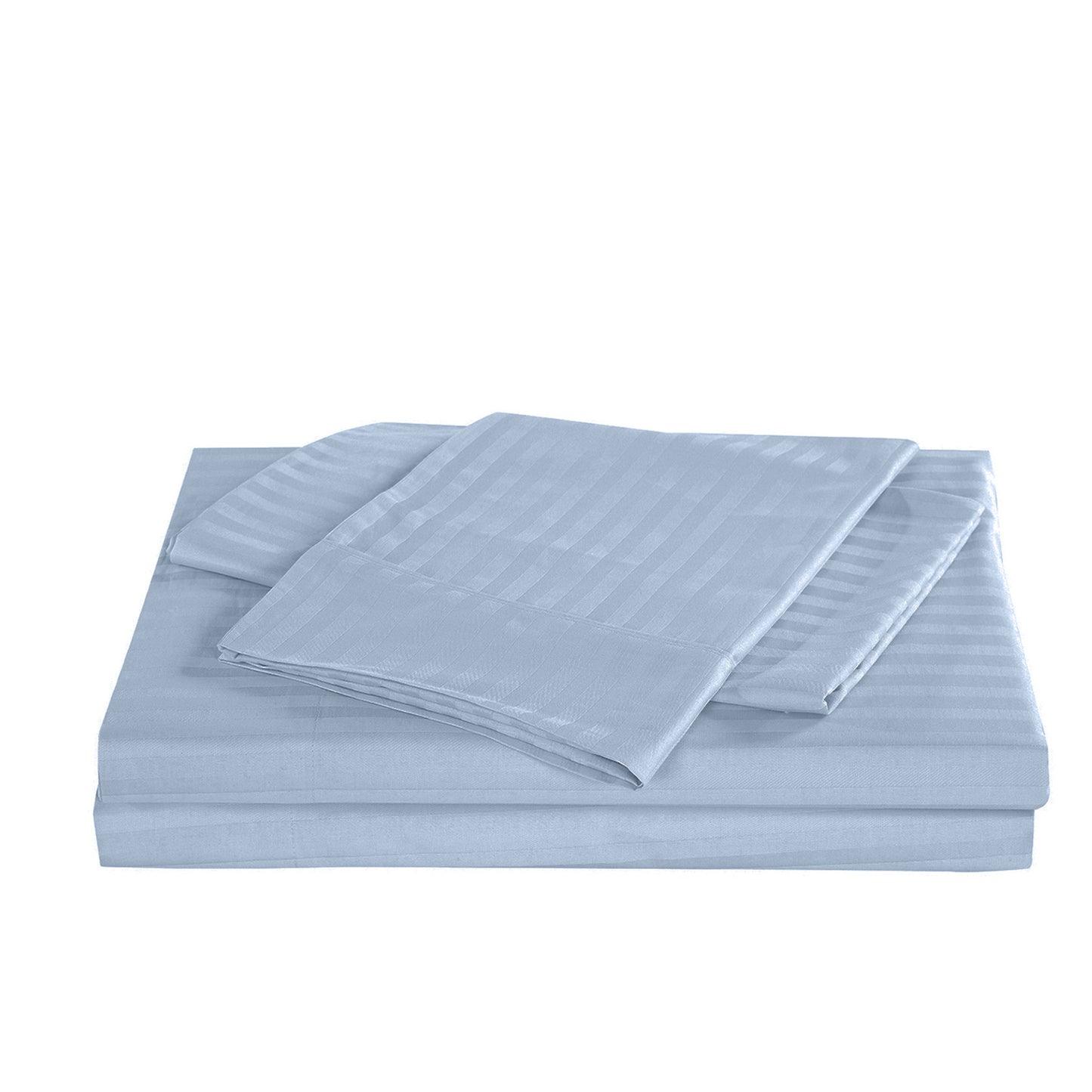 KENSINGTON 1200TC COTTON SHEET SET IN STRIPE-KING - CHAMBRAY (BLUE)