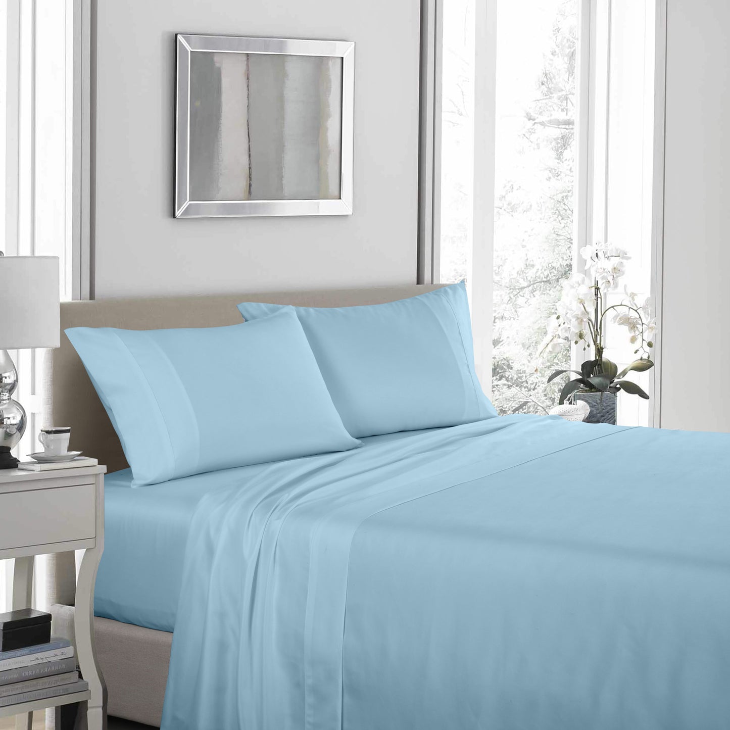 Royal Comfort 1200TC Ultrasoft 4 Piece Sheet Set - King - Sky Blue