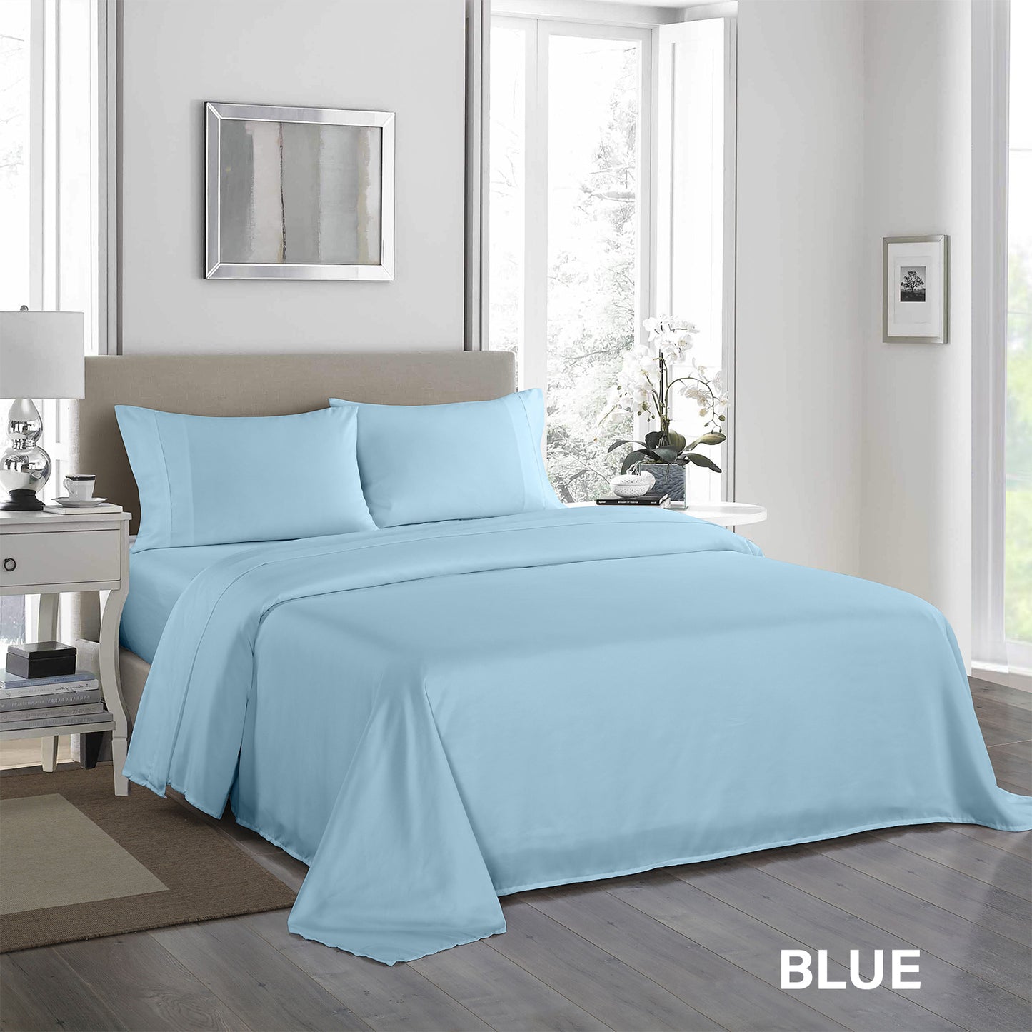 Royal Comfort 1200TC Ultrasoft 4 Piece Sheet Set - King - Sky Blue