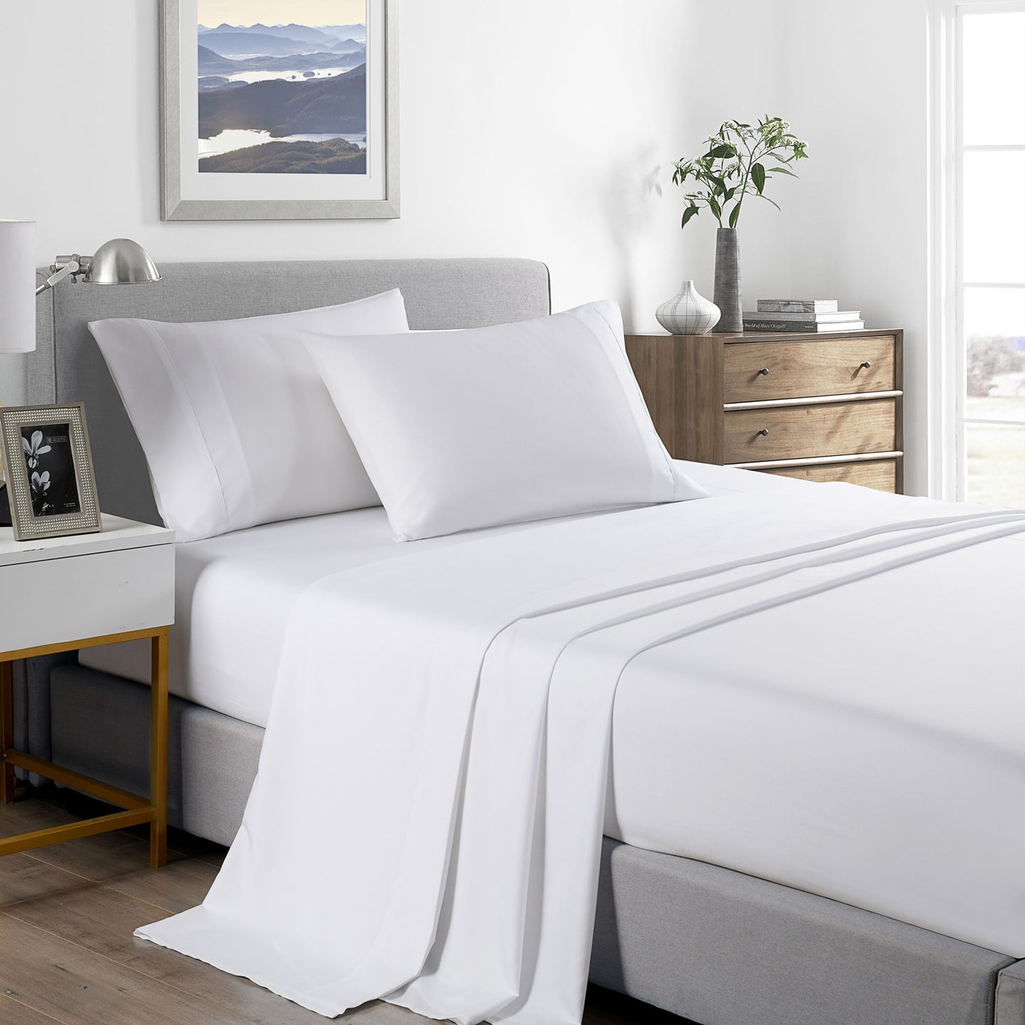 Royal Comfort Bamboo Cooling 2000TC Sheet Set - Double-White