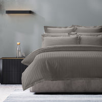 Royal Comfort 1200 Thread count Damask Stripe Cotton Blend Quilt Cover Sets Queen Charcoal Grey