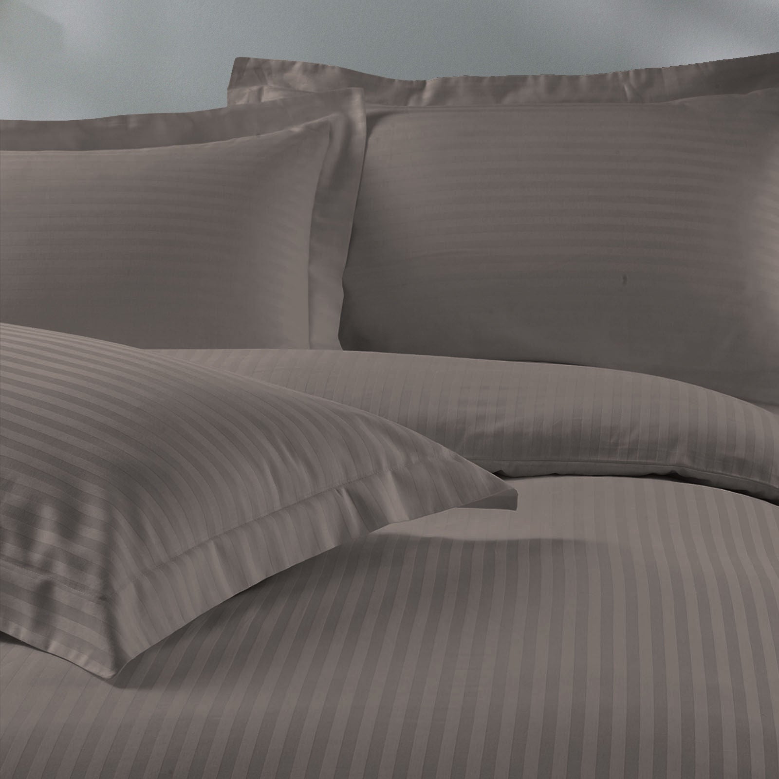 Royal Comfort 1200 Thread count Damask Stripe Cotton Blend Quilt Cover Sets Queen Charcoal Grey