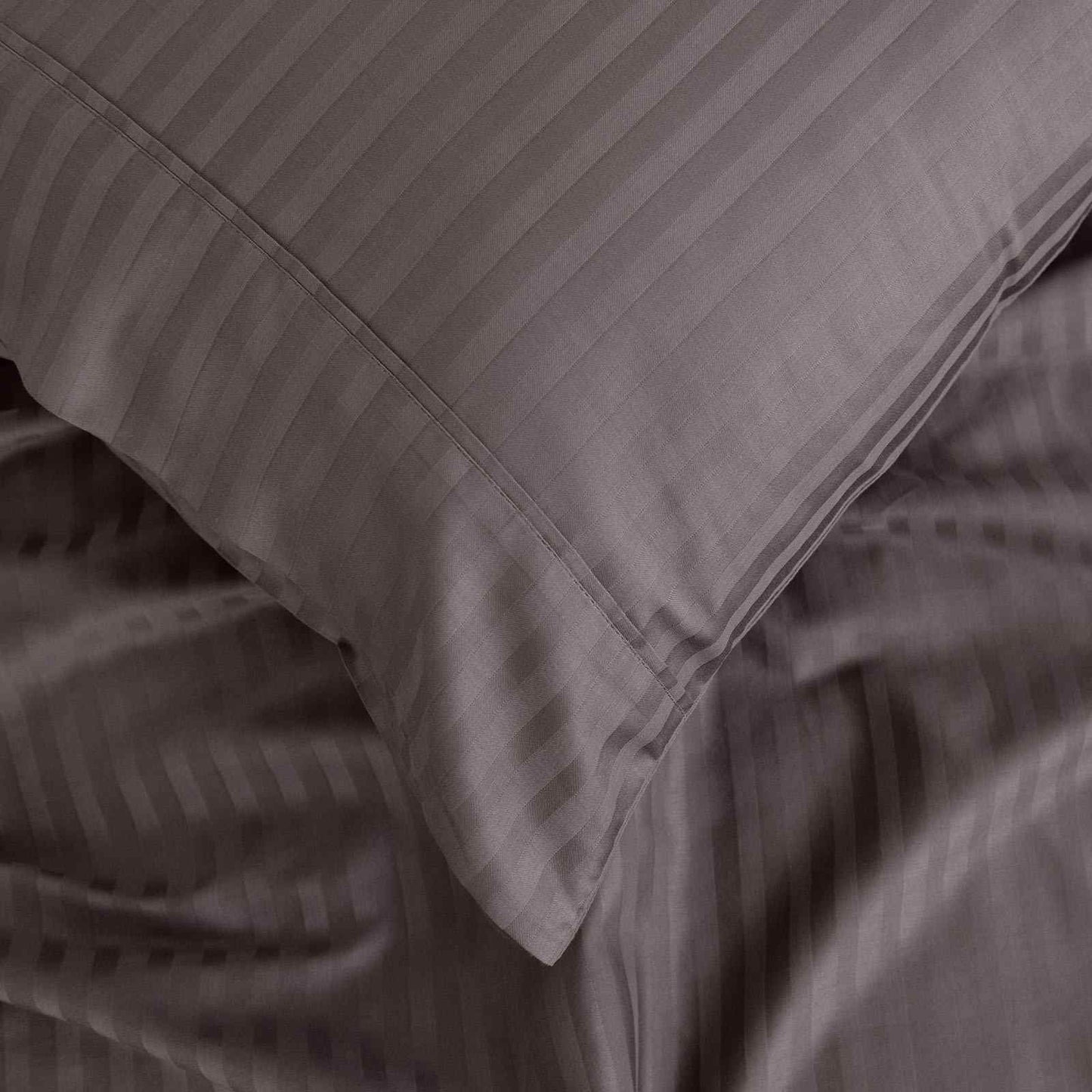 Royal Comfort 1200 Thread count Damask Stripe Cotton Blend sheet sets King Pewter