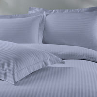 Royal Comfort 1200 Thread count Damask Stripe Cotton Blend Quilt Cover Sets King Blue Fog