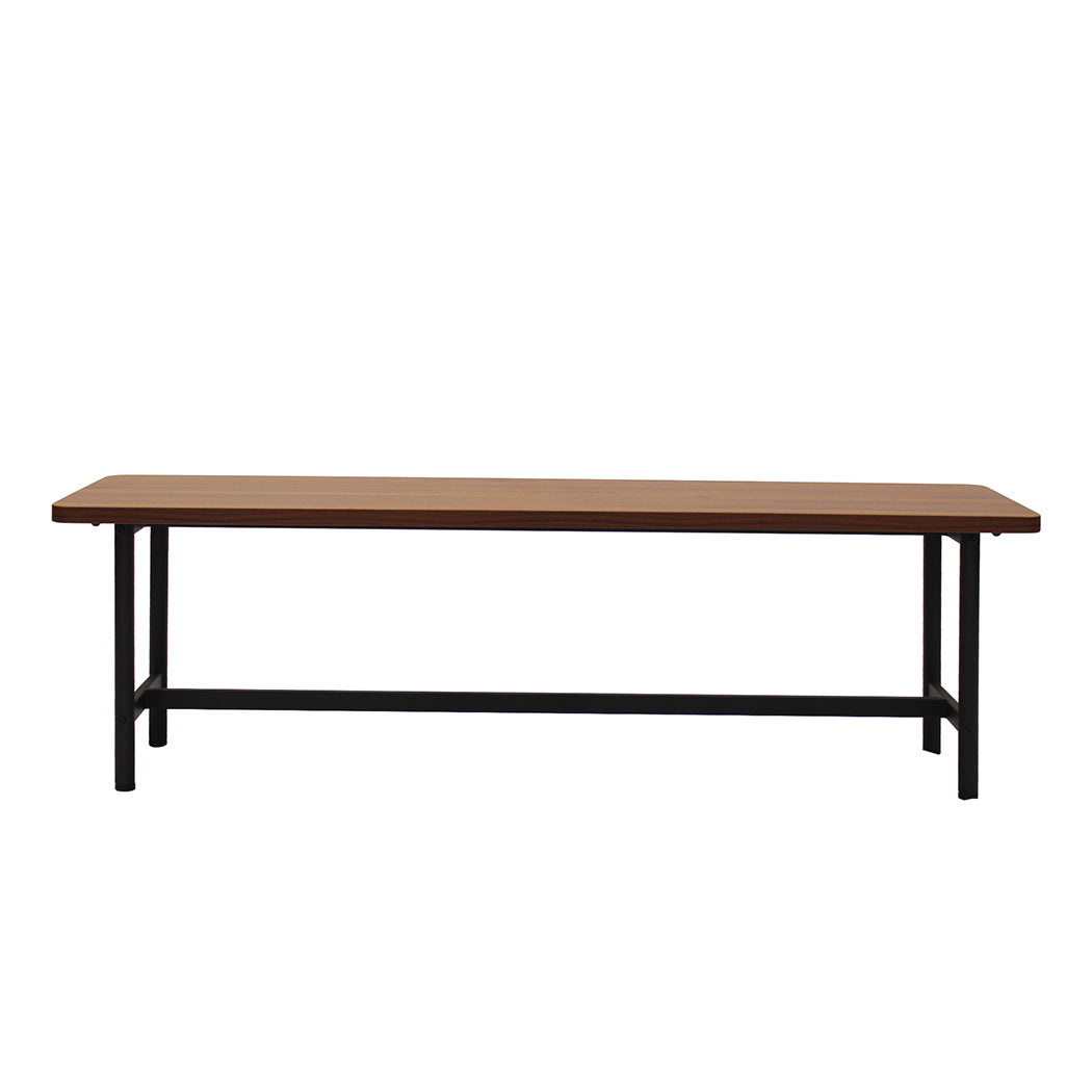 Levede 1x Dining Table +1x Bench Set Steel Home Kitchen Farmhouse Brown