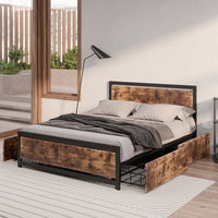 Levede Queen Bed Frame Industrial Mattress