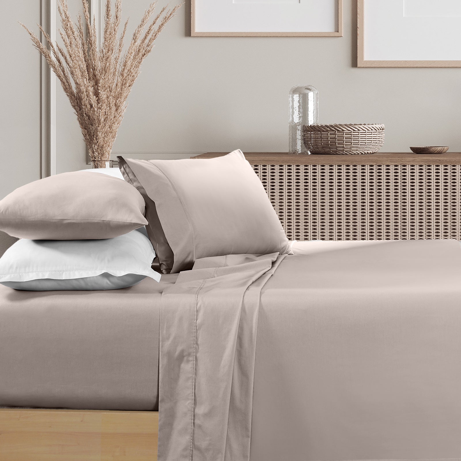 Renee Taylor 1500 Thread Count Cotton Blend Sheet Set - King - Stone