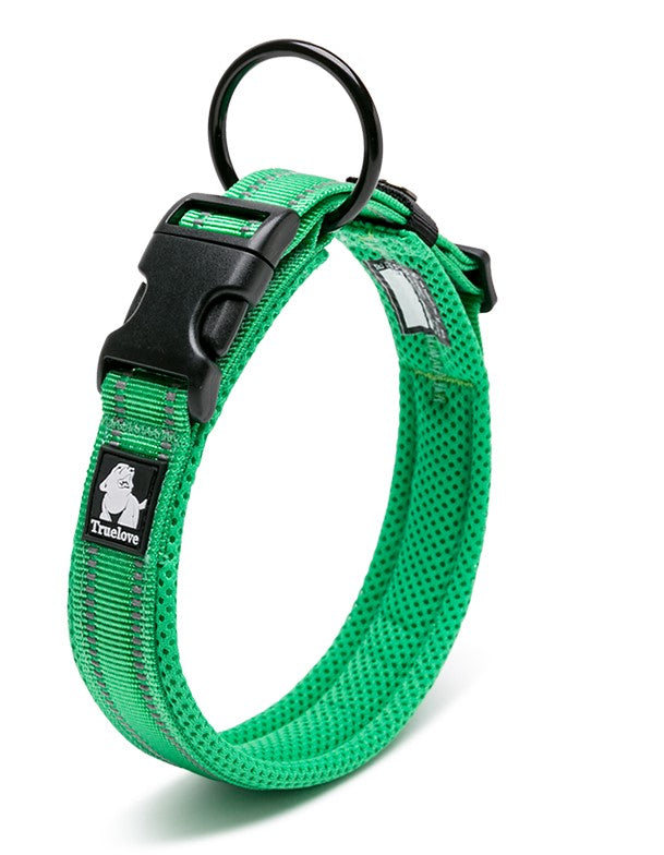 True Love Heavy Duty Reflective Dog Collar - Green` M