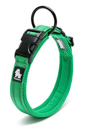 True Love Heavy Duty Reflective Dog Collar - Green` XS