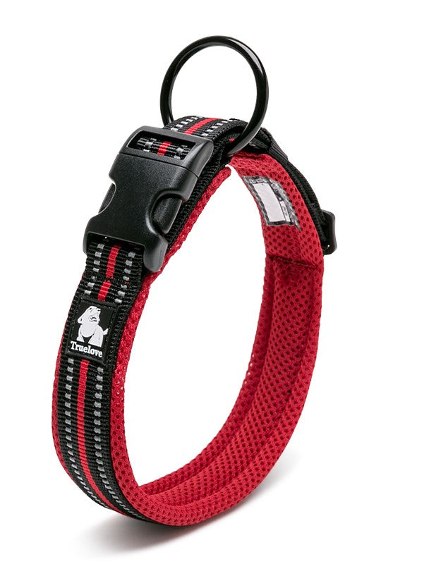 True Love Heavy Duty Reflective Dog Collar - Red` XS