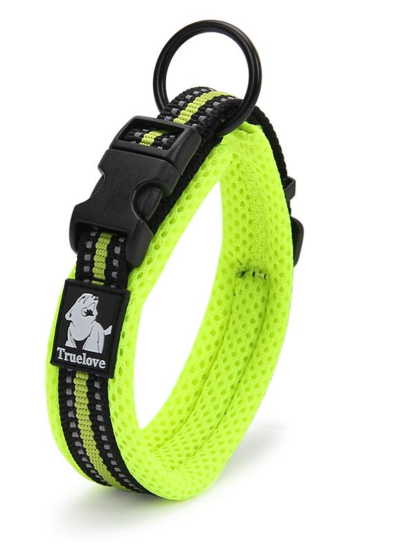 True Love Heavy Duty Reflective Dog Collar - Yellow` M