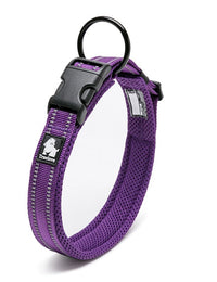 True Love Heavy Duty Reflective Dog Collar - Purple` XS