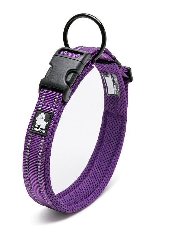 True Love Heavy Duty Reflective Dog Collar - Purple` L