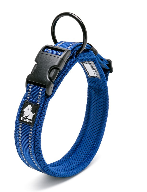 True Love Heavy Duty Reflective Dog Collar - Blue` M