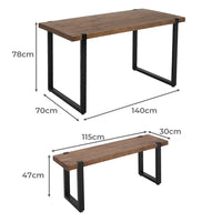 Levede Wooden Dining Sets 1XTable+2X