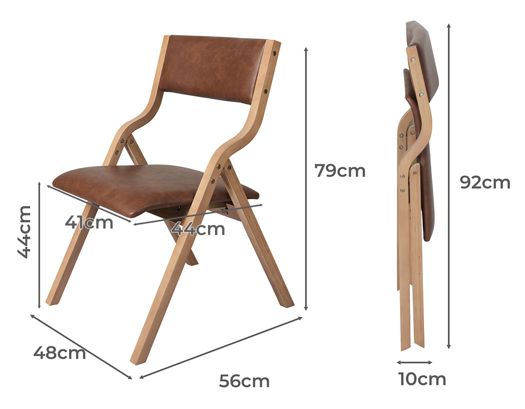 Levede 2x Dining Chairs Foldable PU Brown