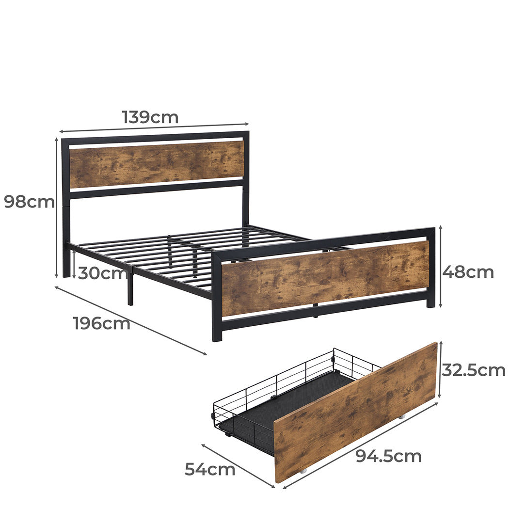 Levede Industrial Bed Frame Double Mattress