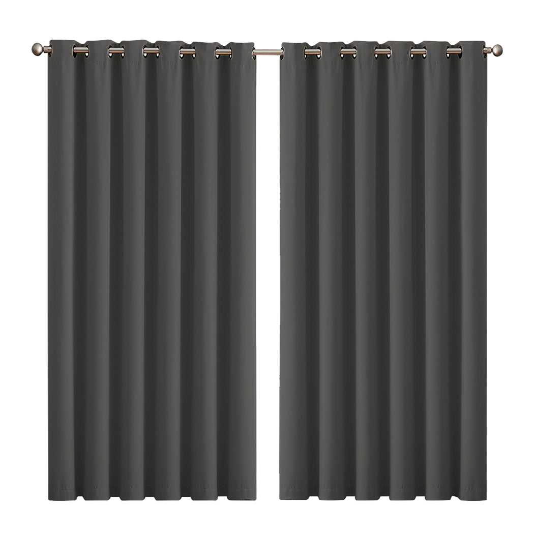 2x Blockout Curtains Panels 3 Layers Charcoal