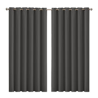 2x Blockout Curtains Panels 3 Layers Charcoal