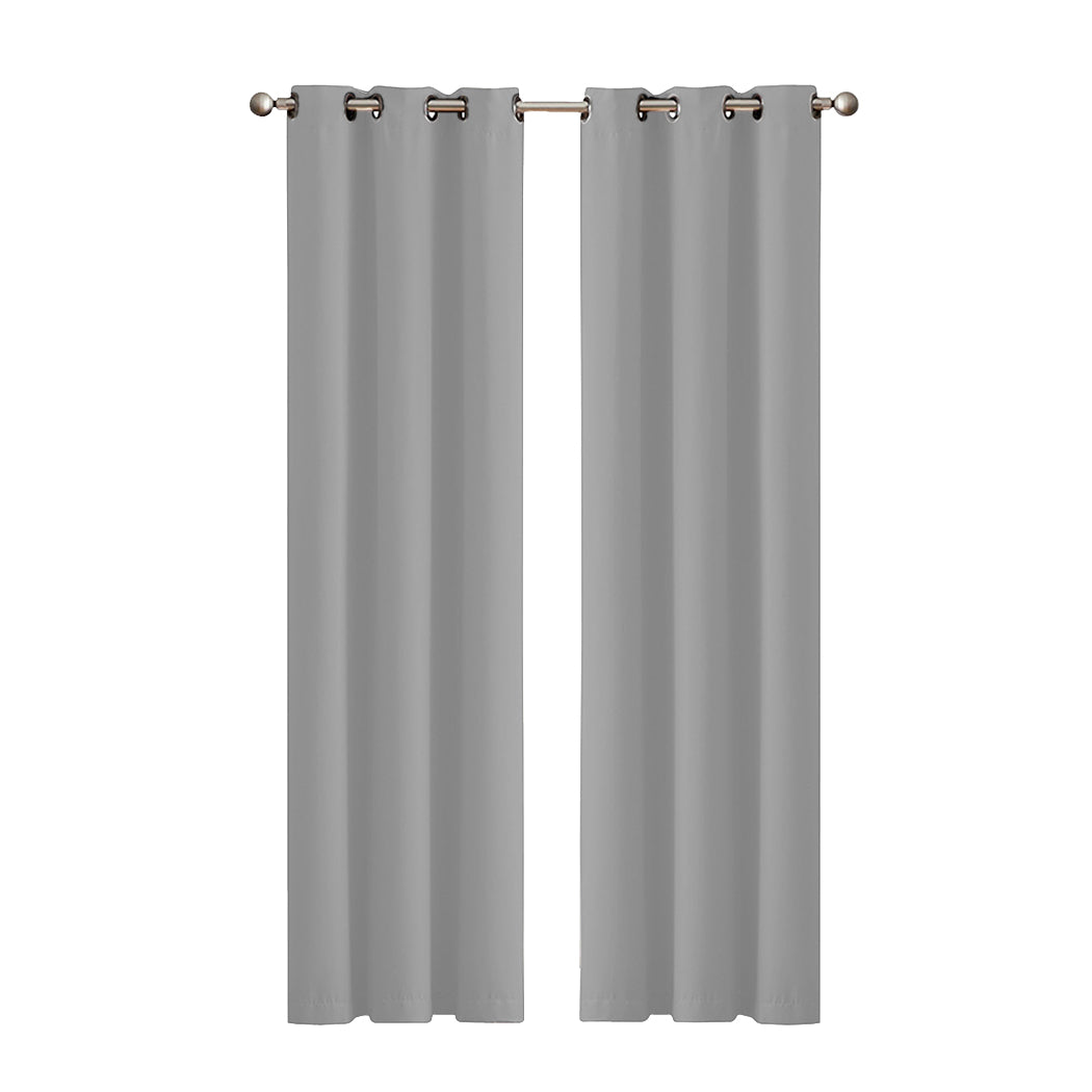 2x Blockout Curtains Panels 3 Layers Grey