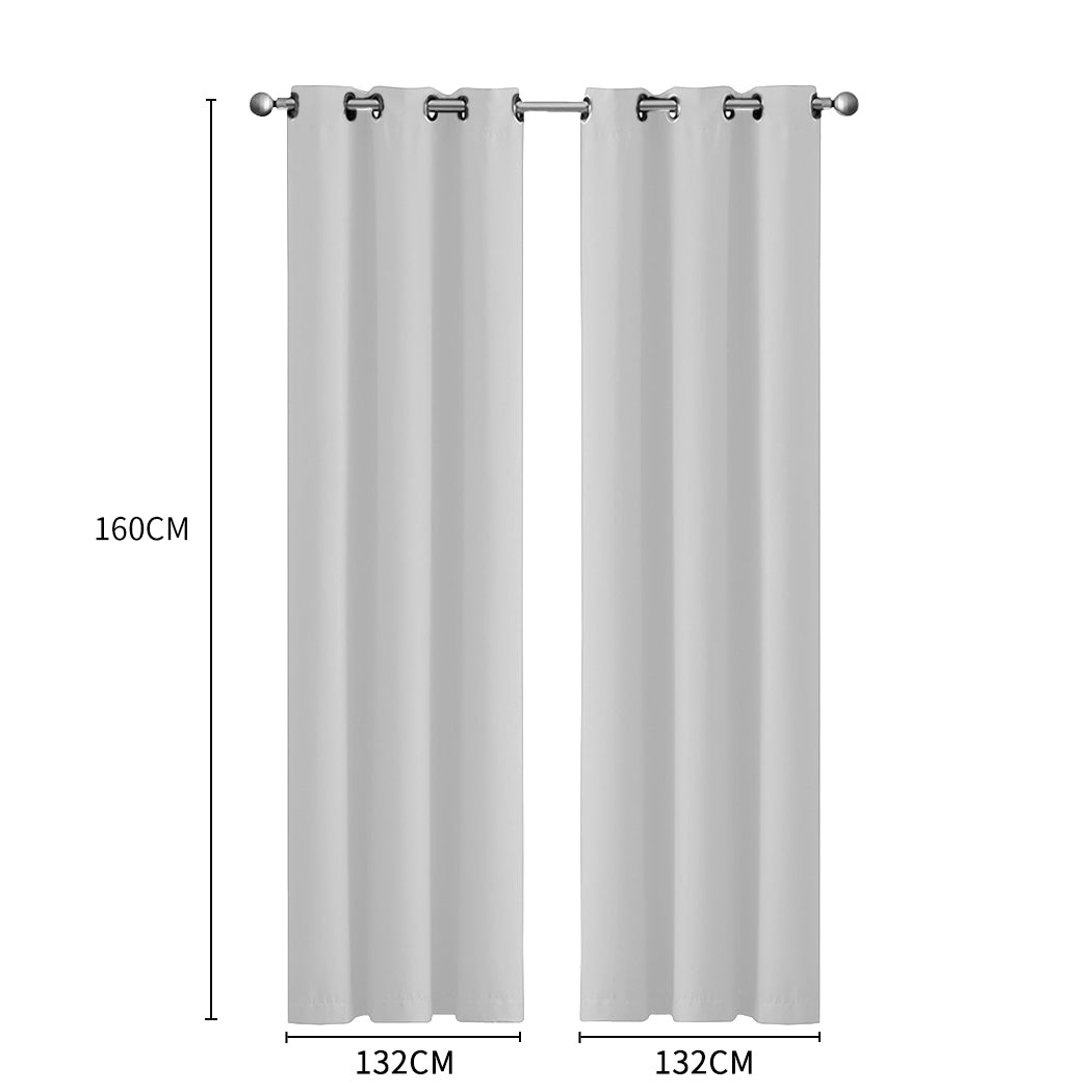 2x Blockout Curtains Panels 3 Layers Grey