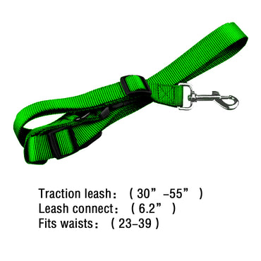 Adjustable Dog Hands Free Leash Waist Green