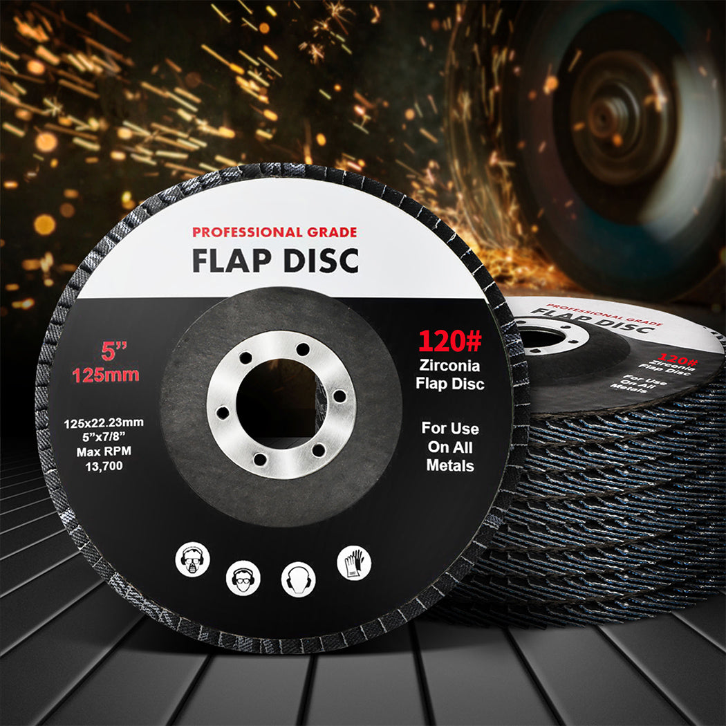 Traderight Flap Discs 125mm 5" Zirconia 1x20mX3 60SQM