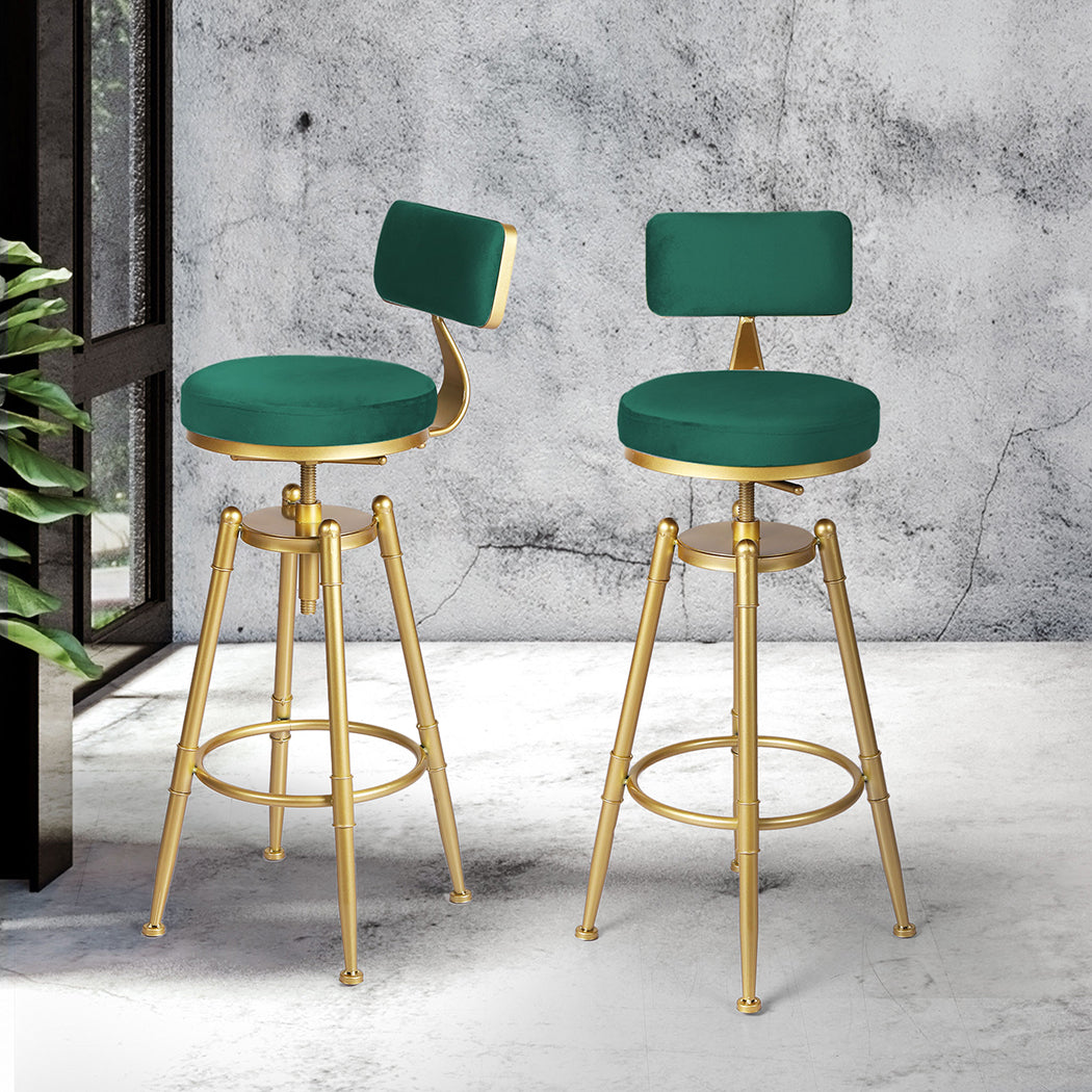 Levede 1x Bar Stools Velvet Kitchen Green