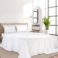 Dreamz 4pcs King Size 100% Bamboo Bed Sheet Set in White Colour