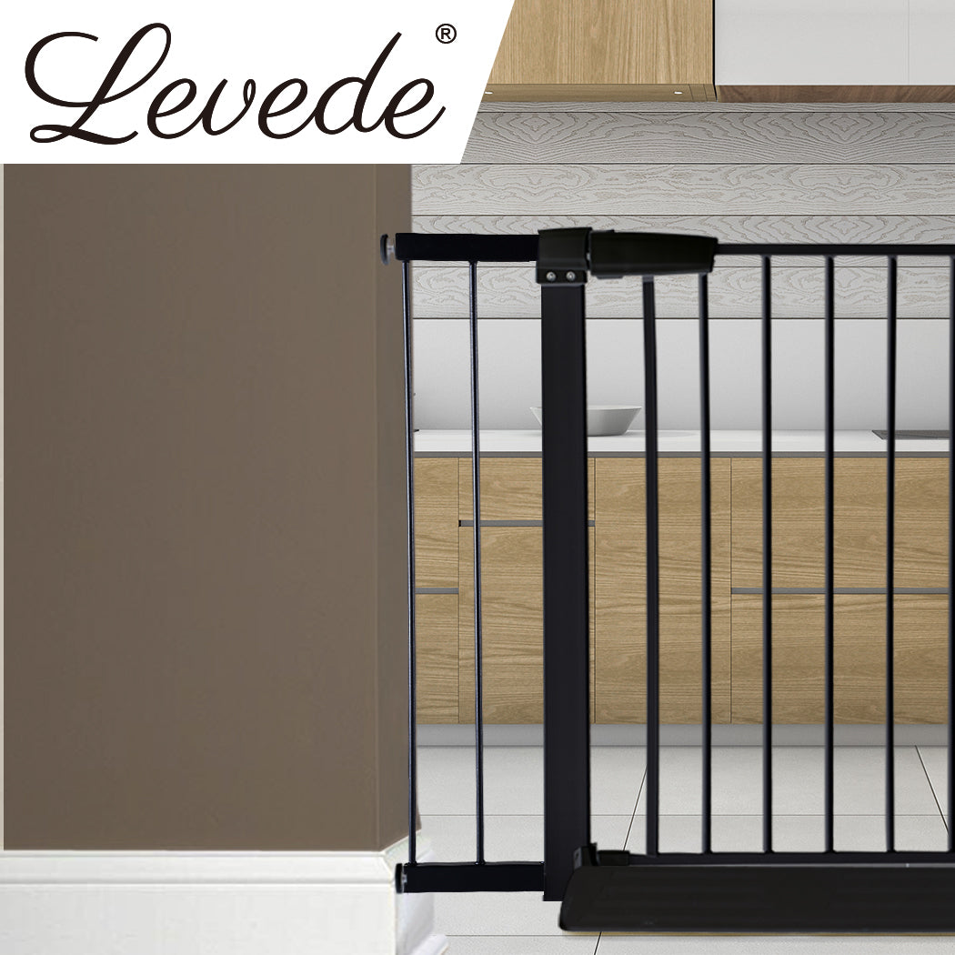 Levede Baby Safety Gate Adjustable Pet Black 10cm Extension